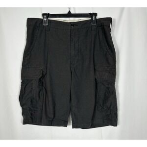 Vintage OTB Mens Cargo‎ Shorts Size 36 Black Y2K Distressed Baggy Skater Grunge